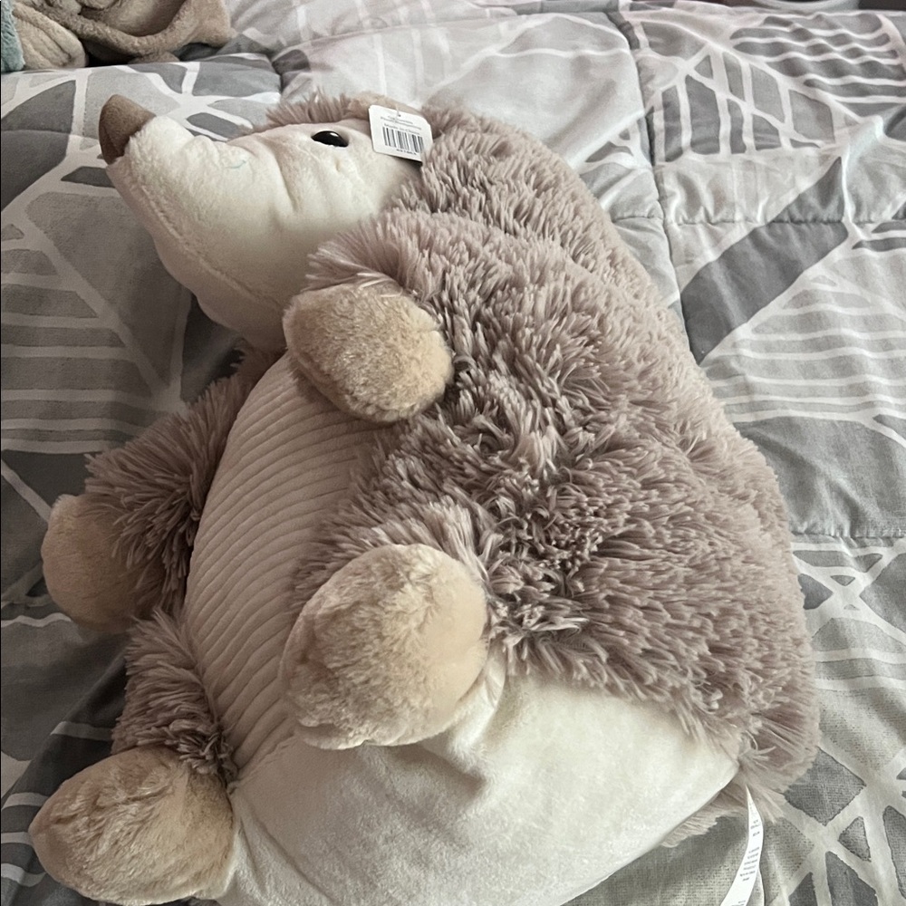 Plush Hedgehog Pillow Soft Stuffed Animal - Taupe & Cream